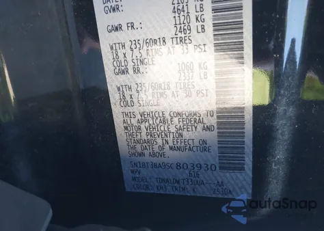 2025 Nissan Rogue Sv Fwd z USA, uszkodzony, nr VIN 5N1BT3BA9SC803930